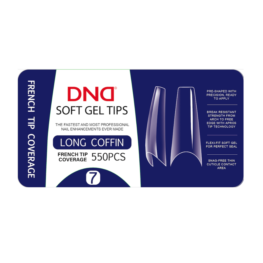 DND Soft Gel Tips - Long Coffin #7