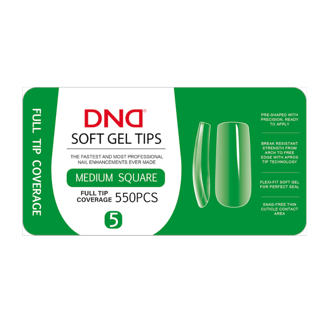DND Soft Gel Tips - Medium Square #5